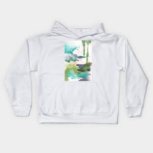 Abstract Brush Strokes, blush pink and aqua palette Kids Hoodie